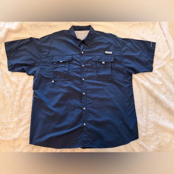Columbia PFG Bahama II Navy Blue Fishing Shirt XXL - Picture 1 of 8